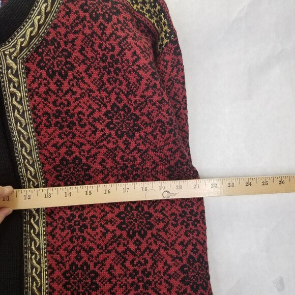 Vintage Norwear Cardigan Womens S Icelandic Red Wool Button Up Nordic Fair Isles - Picture 16 of 16